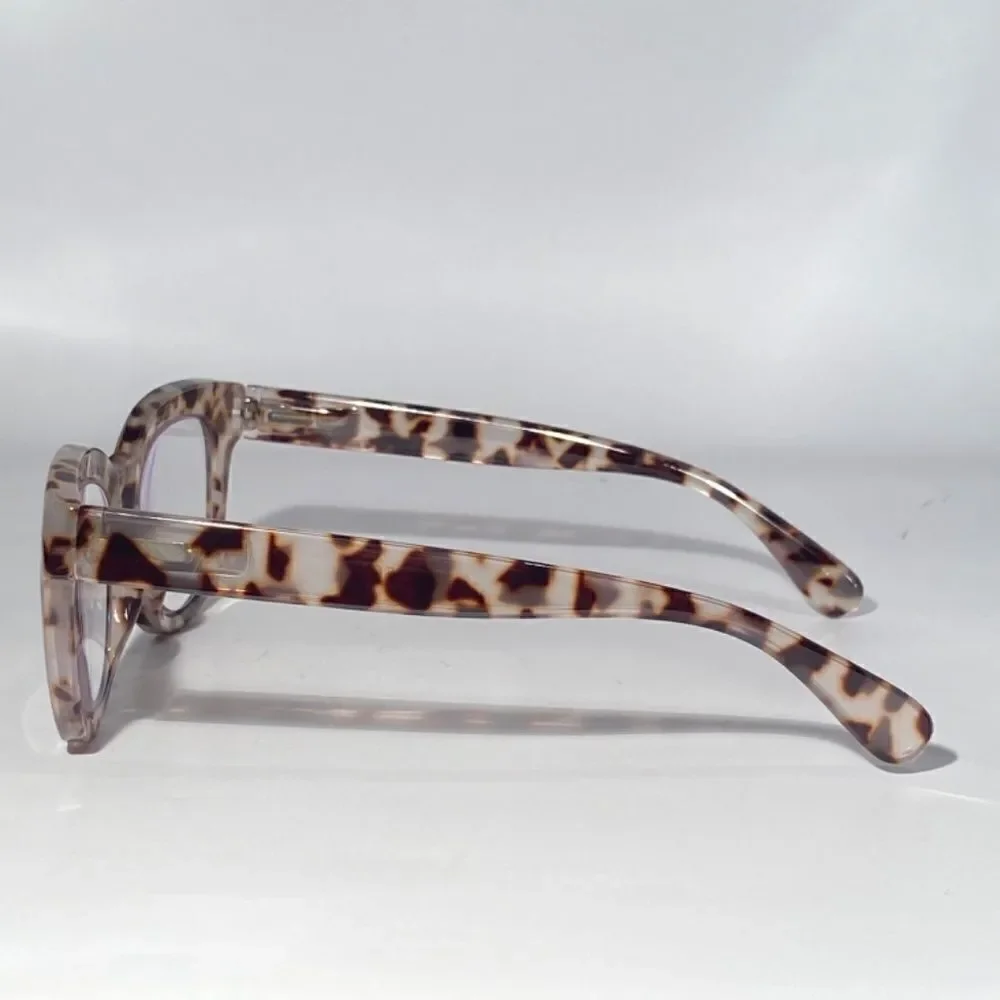 1143 Mona Reading Glasses 2.50 Sq Eyeglasses Pink and Black Tortoise Frames NWT